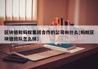 区块链和蚂蚁集团合作的公司叫什么[蚂蚁区块链团队怎么样]